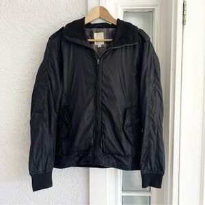 DIESEL Mens Black Nylon Mock Neck Zip Windbreaker Bomber Jacket